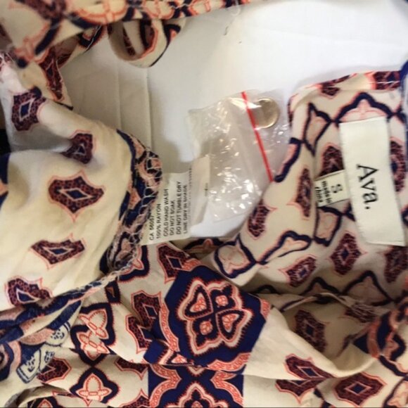 AVA New Shorts Romper Boho Print Jumpsuit V-Neck Festival Belt Neutral Summer S - Picture 10 of 11